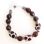 Sterling Silver Giraffe Agate & Red Jasper Bracelet